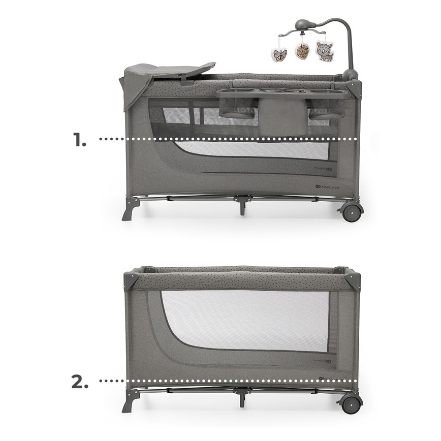 KINDERKRAFT - Berço de viagem JOY 2 com acessórios cinzento