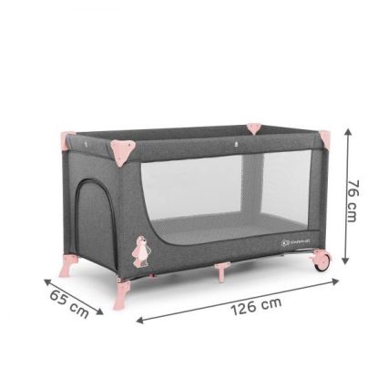 KINDERKRAFT - Berço de viagem JOY cinza-rosa