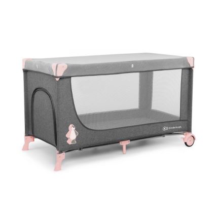 KINDERKRAFT - Berço de viagem JOY cinza-rosa