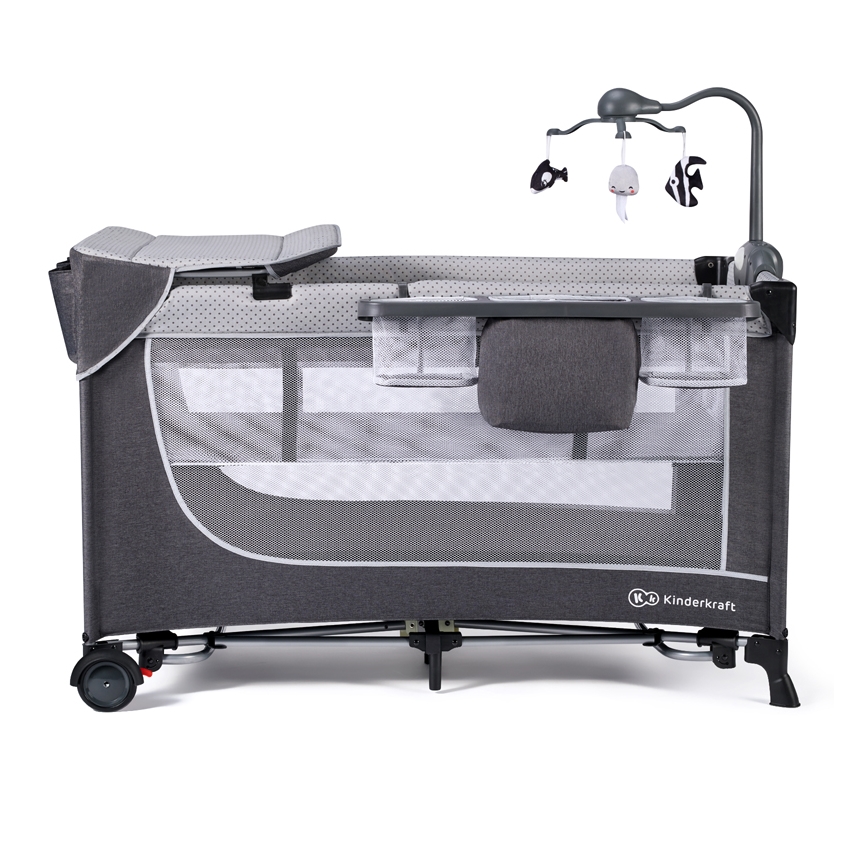 KINDERKRAFT - Berço de viagem LEODY cinzento