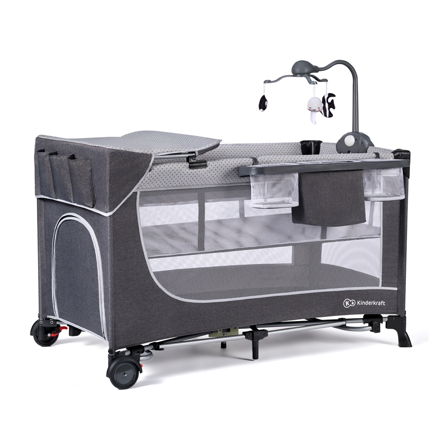 KINDERKRAFT - Berço de viagem LEODY cinzento