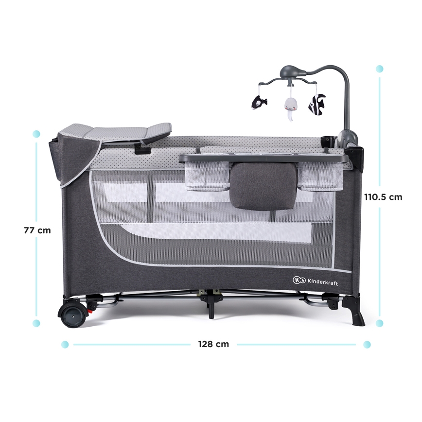 KINDERKRAFT - Berço de viagem LEODY cinzento