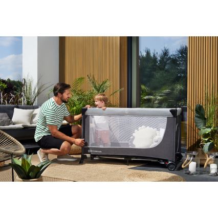 KINDERKRAFT - Berço de viagem LEODY cinzento