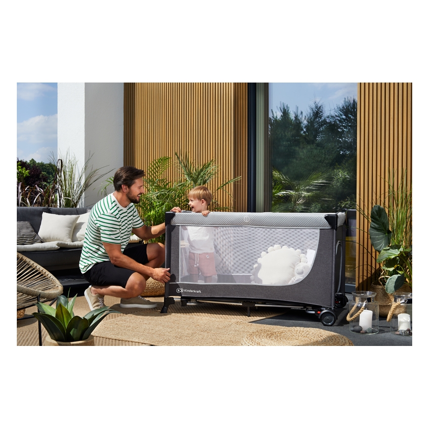 KINDERKRAFT - Berço de viagem LEODY cinzento