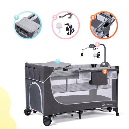 KINDERKRAFT - Berço de viagem LEODY cinzento