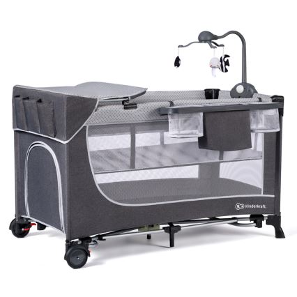 KINDERKRAFT - Berço de viagem LEODY cinzento