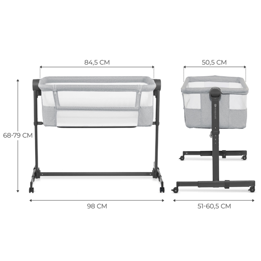 KINDERKRAFT - Berço NESTE UP2 para bebé, cinzento claro