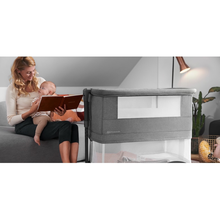 KINDERKRAFT - Berço para bebés NESTE GROW cinzento escuro