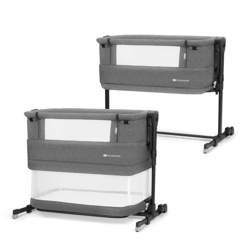 KINDERKRAFT - Berço para bebés NESTE GROW cinzento escuro