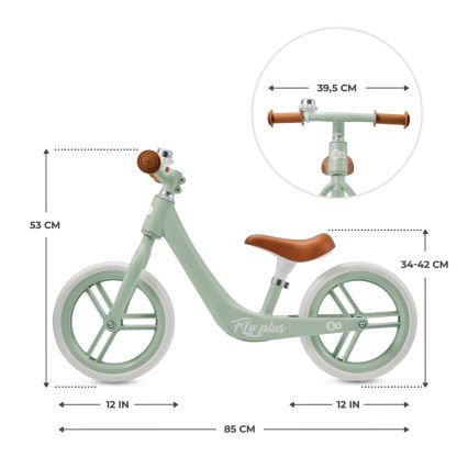 KINDERKRAFT - Bicicleta de equilíbrio FLY PLUS Menta fresca