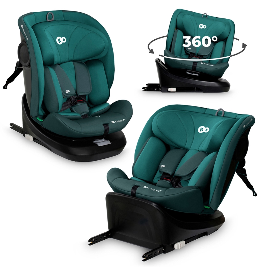 KINDERKRAFT - Cadeira auto com base giratória I-GROW i-Size 40-150 cm turquesa