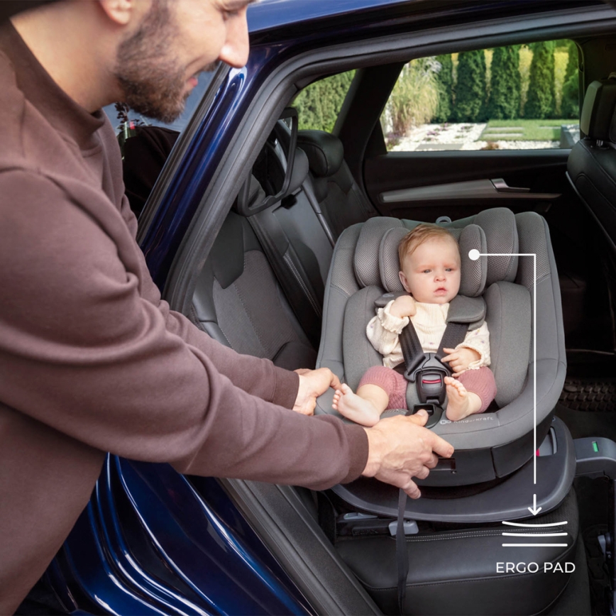 KINDERKRAFT - Cadeira auto com base giratória I-GUARD i-Size 40-105 cm cinzenta