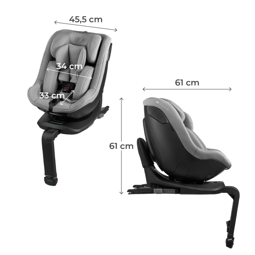 KINDERKRAFT - Cadeira auto com base giratória I-GUARD i-Size 40-105 cm cinzenta