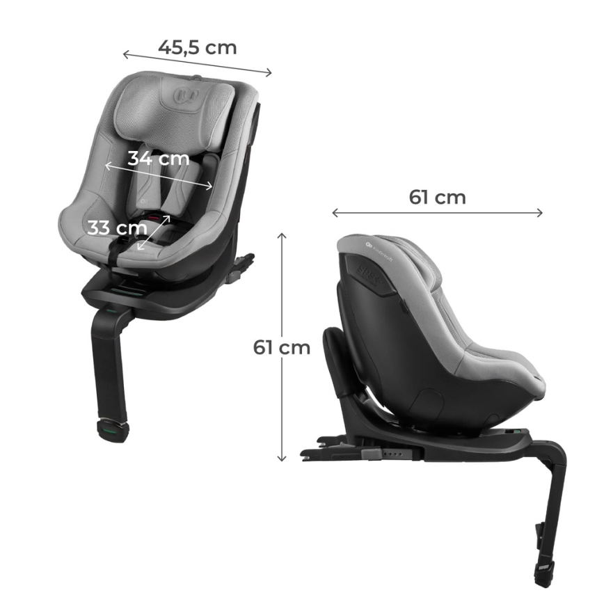 KINDERKRAFT - Cadeira auto com base giratória I-GUARD PRO i-Size 61-105 cm cinzenta