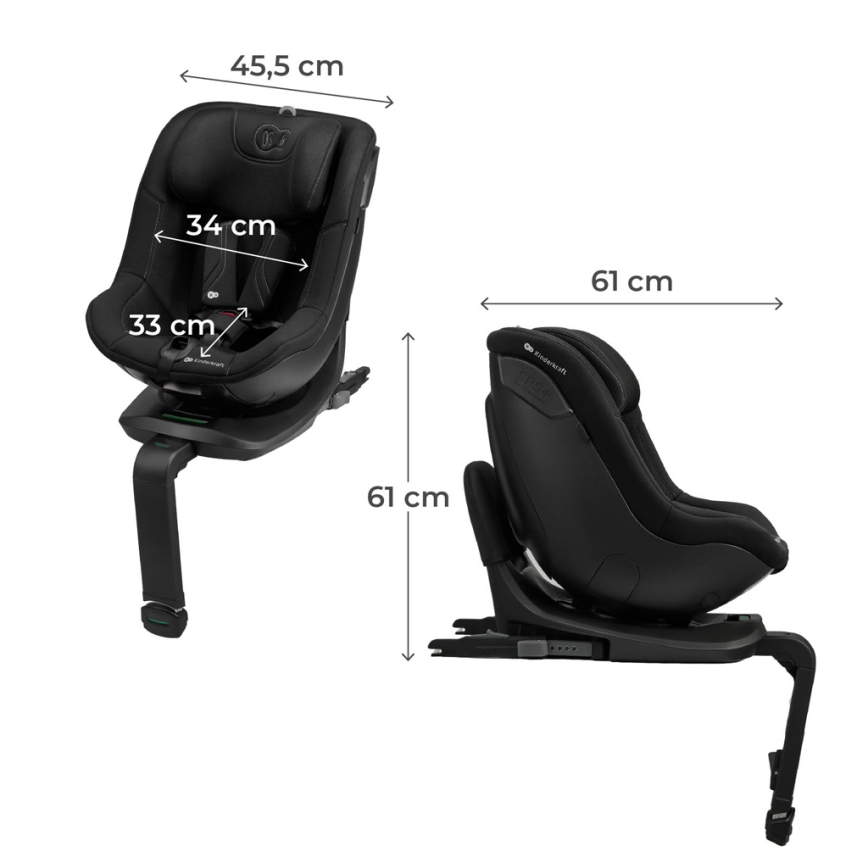 KINDERKRAFT - Cadeira auto com base giratória I-GUARD PRO i-Size 61-105 cm preta
