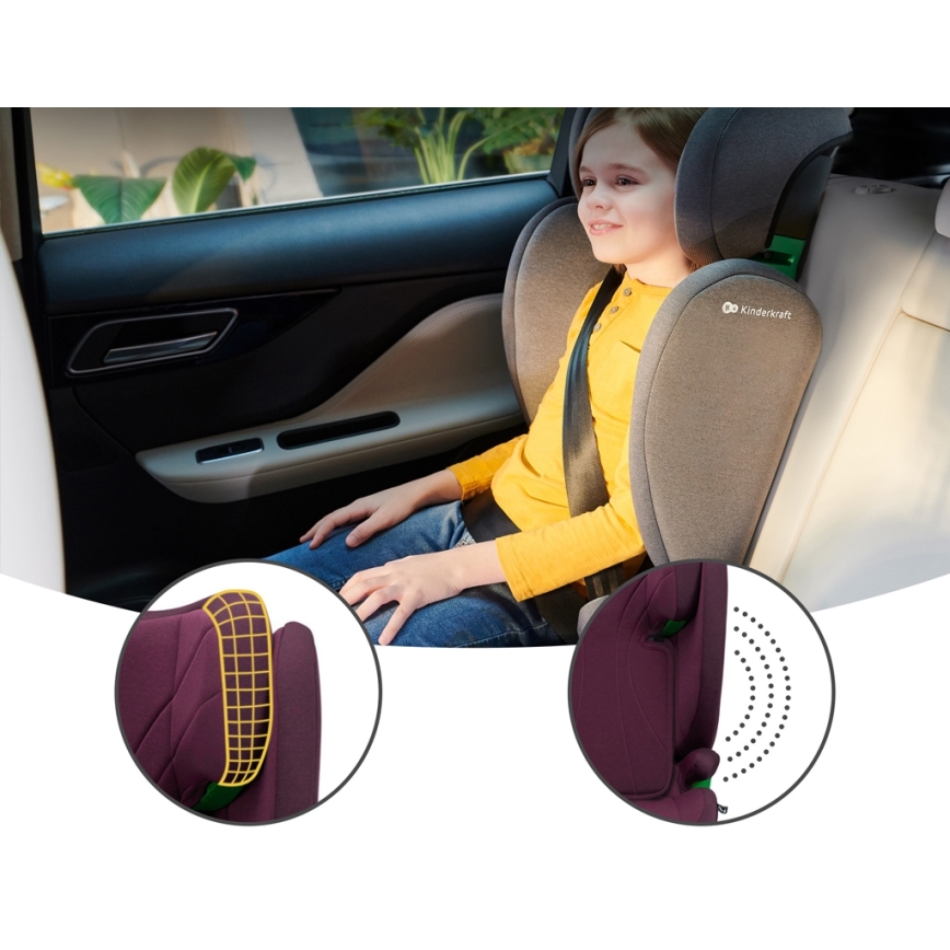 KINDERKRAFT - Cadeira Auto JUNIOR FIX 2 (100-150 cm) Cherry Pearl