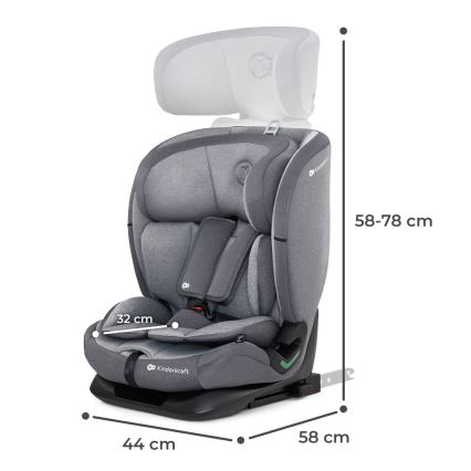 KINDERKRAFT - Cadeira auto ONETO 3 i-Tamanho (76-150 cm) + Isofix Cool cinzento