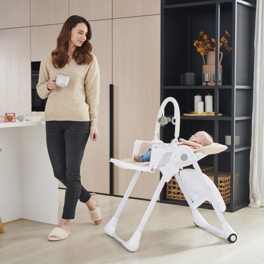 KINDERKRAFT - Cadeira de alimentação infantil 2 em 1 TUMMIE bege