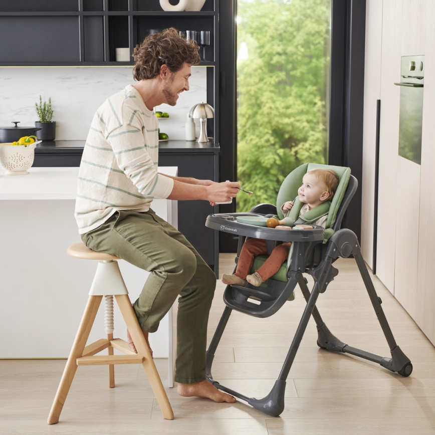 KINDERKRAFT - Cadeira de alimentação infantil 2 em 1 TUMMIE verde