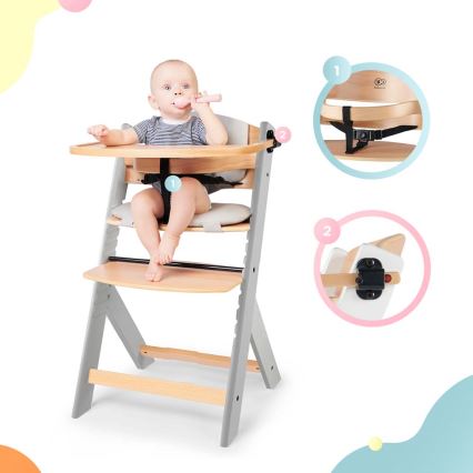 KINDERKRAFT - Cadeira de jantar para bebés com estofos ENOCK cinzenta