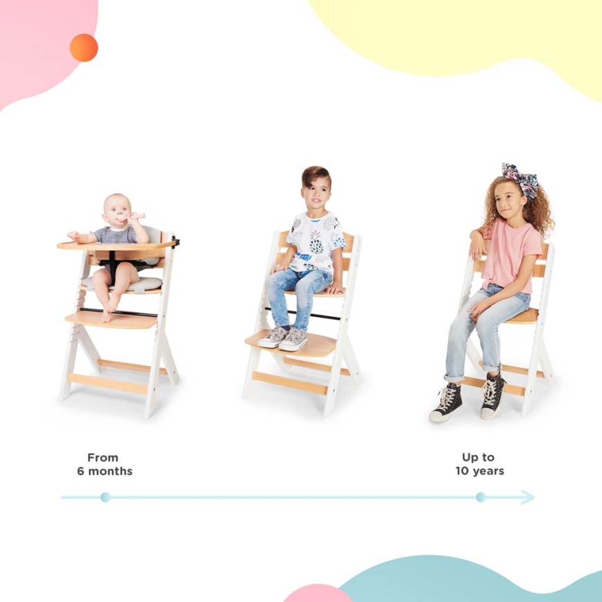 KINDERKRAFT - Cadeira de refeição infantil ENOCK com almofadas cinzento/branco