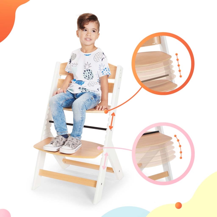 KINDERKRAFT - Cadeira de refeição infantil ENOCK com almofadas cinzento/branco