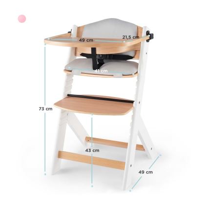 KINDERKRAFT - Cadeira de refeição infantil ENOCK com almofadas cinzento/branco