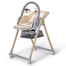 KINDERKRAFT - Cadeira de refeição para criança 2em1 LASTREE bege/cinzento