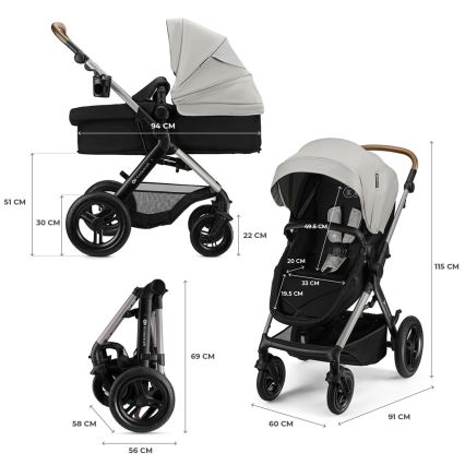 KINDERKRAFT - Carrinho combinado 3 em 1 MOOV 2 XL Air Grey