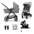 KINDERKRAFT - Carrinho combinado 4 em 1 NEWLY Classic cinza + cadeira auto MINK PRO com base ISOFIX