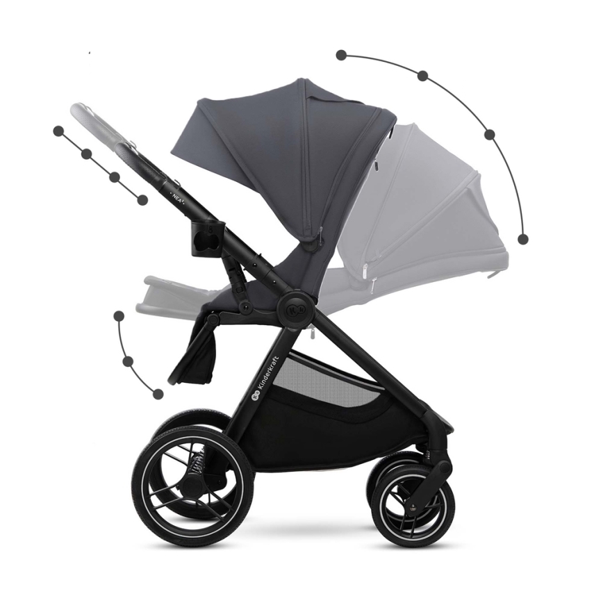 KINDERKRAFT - Carrinho de bebé combinado 2em1 NEA 2 Cinzento escuro
