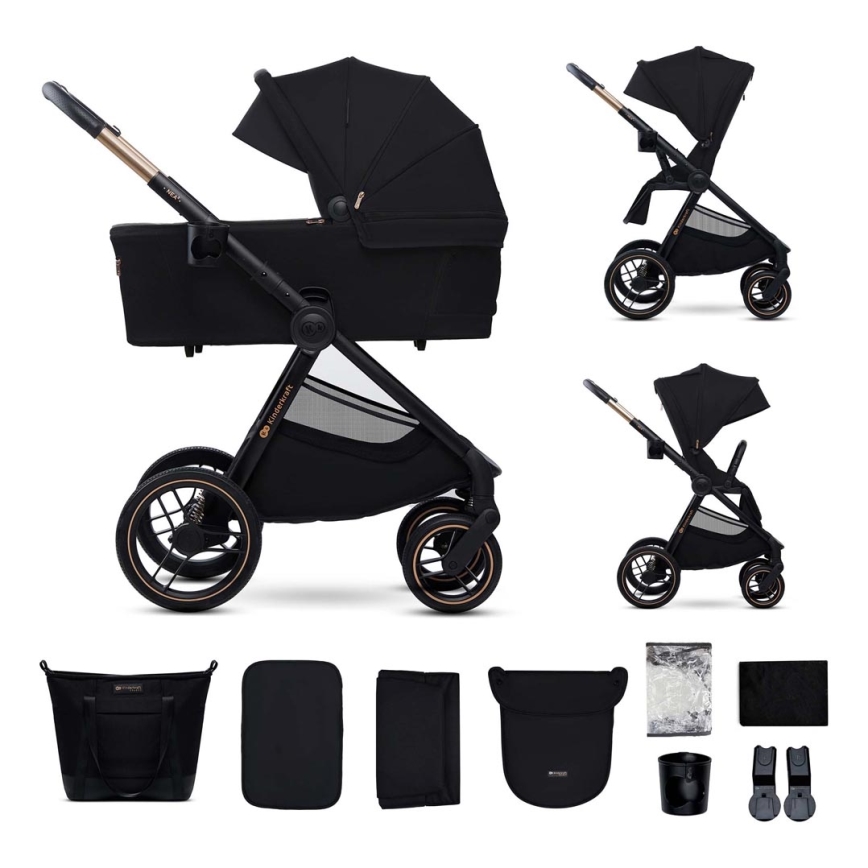 KINDERKRAFT - Carrinho de bebé combinado 2em1 NEA 2 Midnight preto