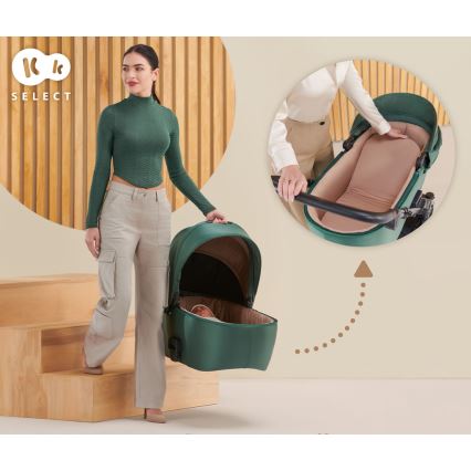 KINDERKRAFT - Carrinho de bebé combinado 2em1 PRIME 2 verde
