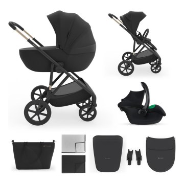 KINDERKRAFT - Carrinho de bebé combinado 3 em 1 PRIME 3 Venezian Preto