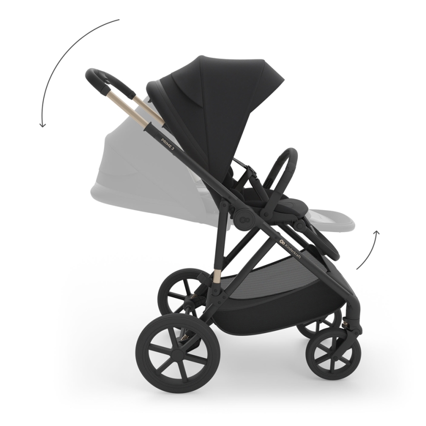 KINDERKRAFT - Carrinho de bebé combinado 3 em 1 PRIME 3 Venezian Preto