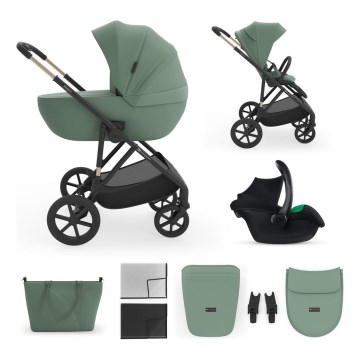 KINDERKRAFT - Carrinho de bebé combinado 3 em 1 PRIME 3 Verde Escuro