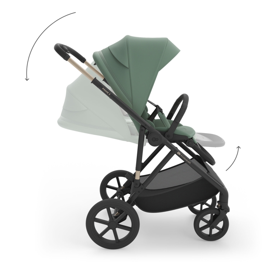 KINDERKRAFT - Carrinho de bebé combinado 3 em 1 PRIME 3 Verde Escuro