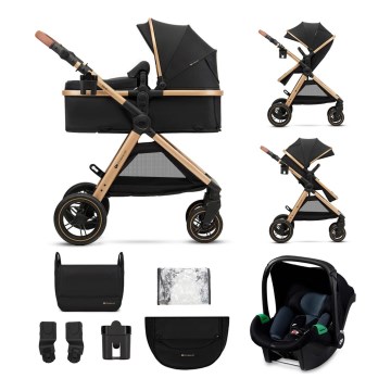 KINDERKRAFT - Carrinho de bebé combinado 3em1 ESME Pure preto + assento de automóvel MINK PRO