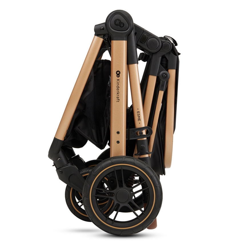 KINDERKRAFT - Carrinho de bebé combinado 3em1 ESME Pure preto + assento de automóvel MINK PRO