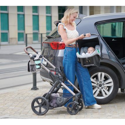 KINDERKRAFT - Carrinho de bebé combinado 3em1 MOOV 2 AIR Moonlight cinzento + assento de automóvel MINK PRO