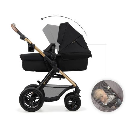 KINDERKRAFT - Carrinho de bebé combinado 3em1 MOOV 2 AIR Pure preto + assento de automóvel MINK PRO