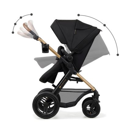 KINDERKRAFT - Carrinho de bebé combinado 3em1 MOOV 2 AIR Pure preto + assento de automóvel MINK PRO