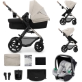 KINDERKRAFT - Carrinho de bebé combinado 3em1 MOOV 2 Moonlight cinzento + assento de automóvel MINK PRO