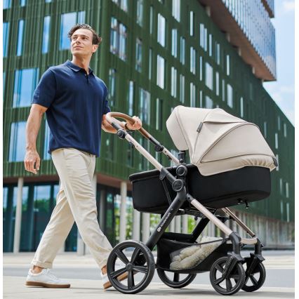 KINDERKRAFT - Carrinho de bebé combinado 3em1 MOOV 2 Moonlight cinzento + assento de automóvel MINK PRO