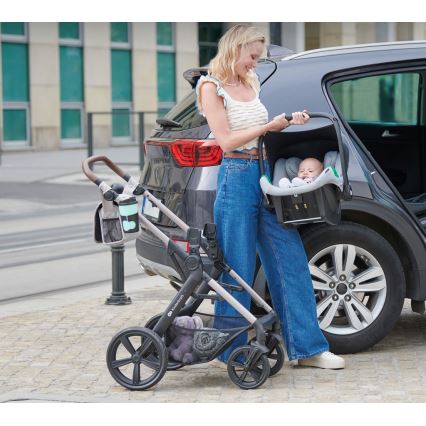 KINDERKRAFT - Carrinho de bebé combinado 3em1 MOOV 2 Moonlight cinzento + assento de automóvel MINK PRO