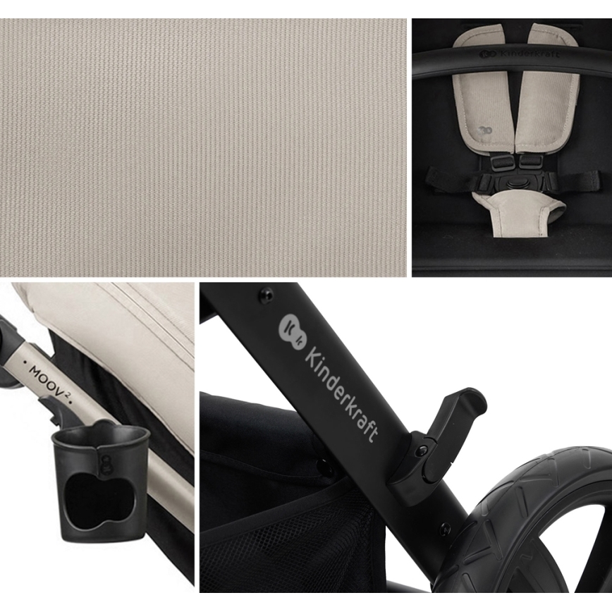 KINDERKRAFT - Carrinho de bebé combinado 3em1 MOOV 2 Moonlight cinzento + assento de automóvel MINK PRO