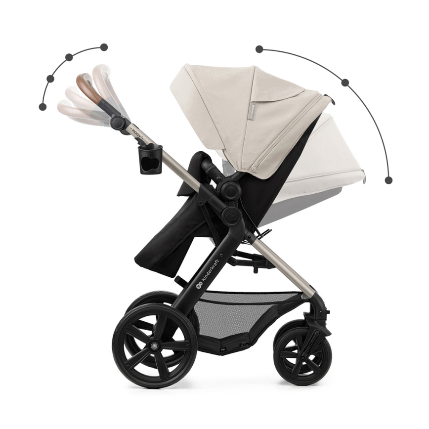 KINDERKRAFT - Carrinho de bebé combinado 3em1 MOOV 2 Moonlight cinzento + assento de automóvel MINK PRO