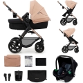 KINDERKRAFT - Carrinho de bebé combinado 3em1 MOOV 2 Sand bege + assento de automóvel MINK PRO