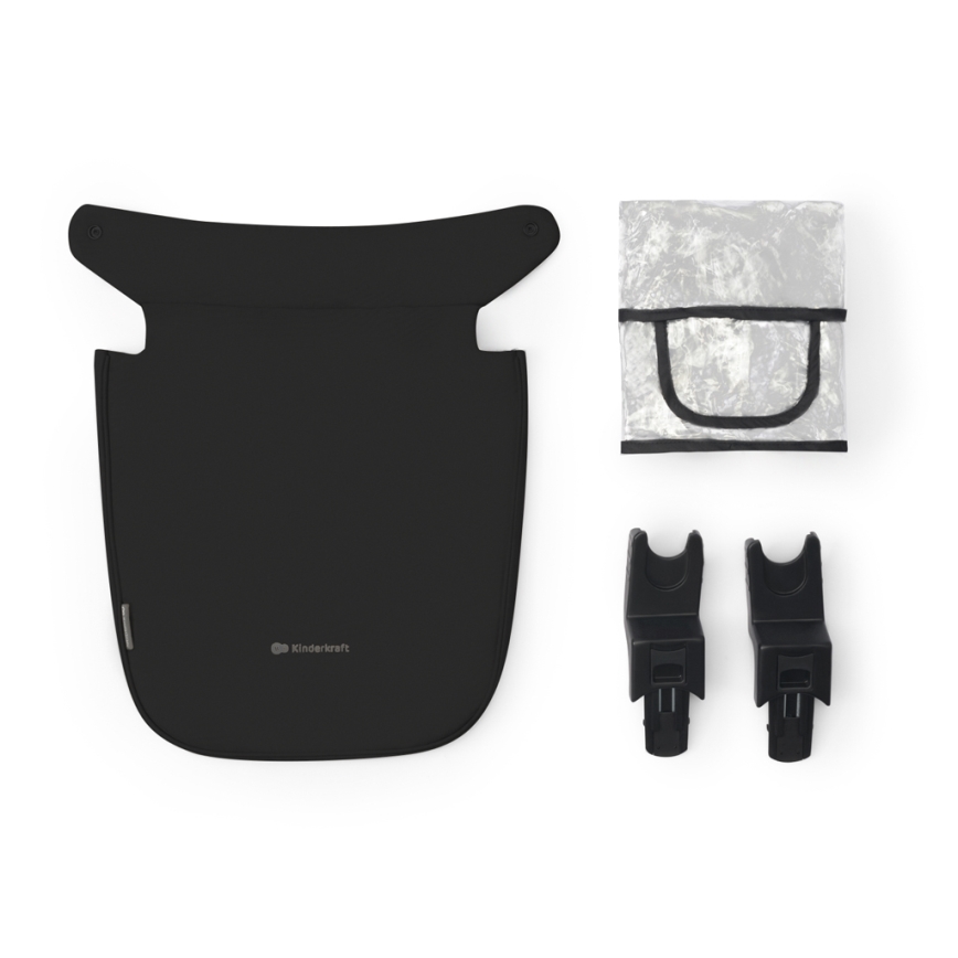 KINDERKRAFT - Carrinho de bebé combinado 3em1 NEWLY Clássico preto  + assento de automóvel MINK PRO