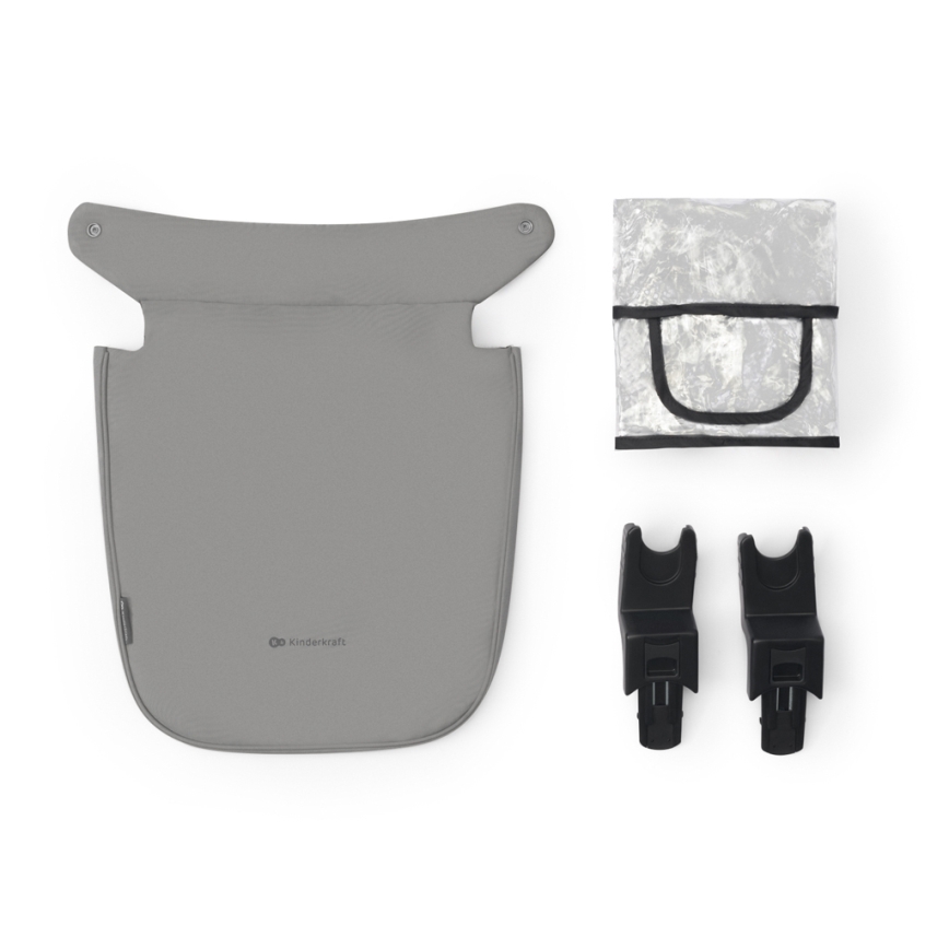 KINDERKRAFT - Carrinho de bebé combinado 3em1 NEWLY Moonlight cinzento  + assento de automóvel MINK PRO